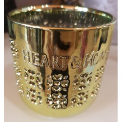 Bicchiere porta tealight - metallico giallo - Heart & Home